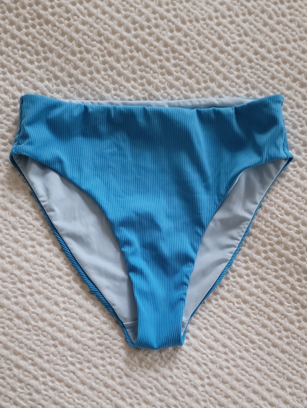 Victoria's Secret Ribbed Sky Blue High-Cut Bikini Bottom